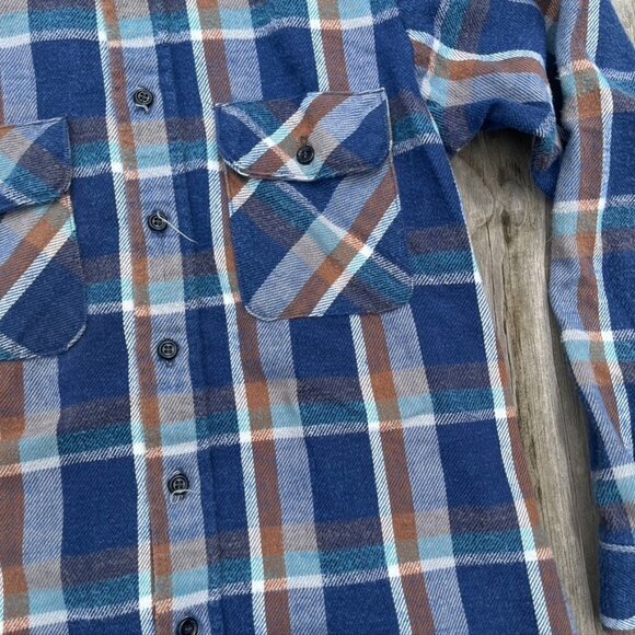 ** Five Brother 1970's Vintage Union Made Plaid Flannel Button Shirt Small - Picture 3 of 11